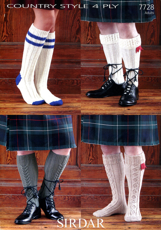 SIRDAR 7728  Socks (4 designs) in Sirdar Country Style 4 Ply