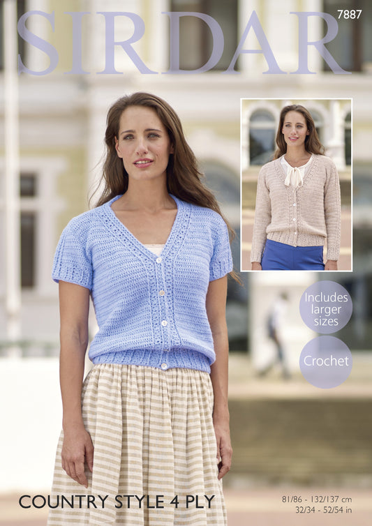 SIRDAR 7887  Long & Short Sleeve Cardigans in Sirdar Country Style 4 Ply