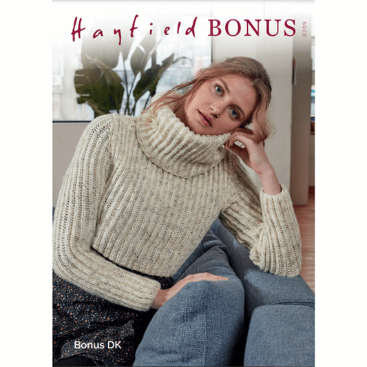 SIRDAR 8209  Cropped Polo Sweater in Hayfield Bonus DK
