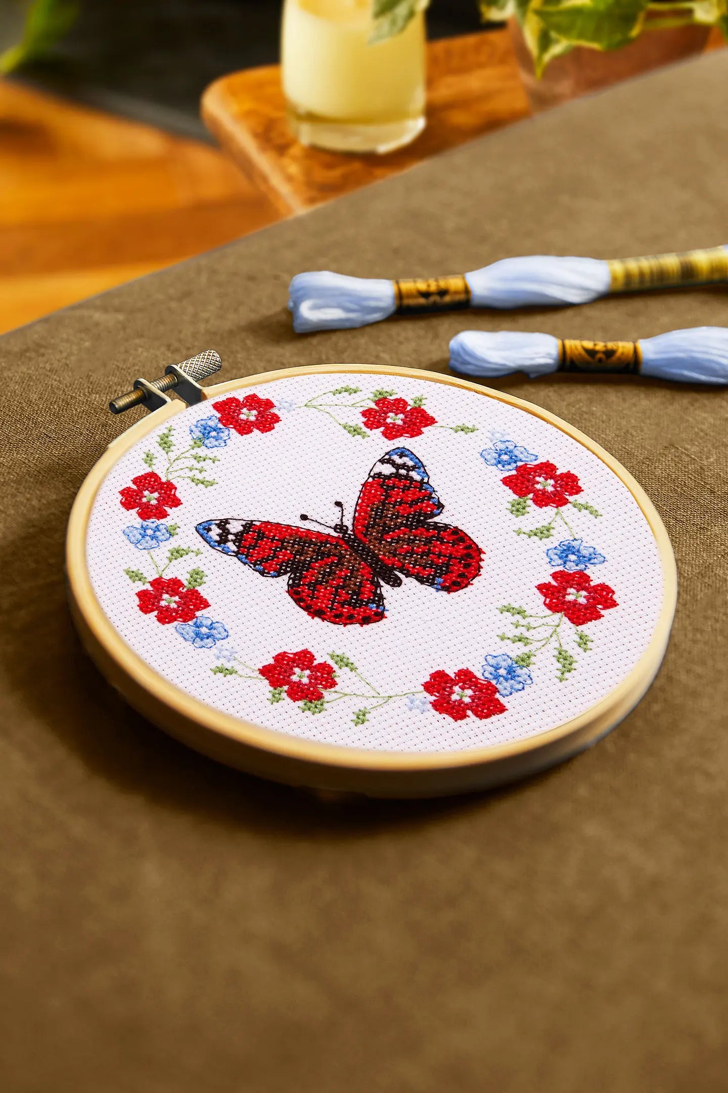 BUTTERFLY BLOOMS CROSS STITCH KIT