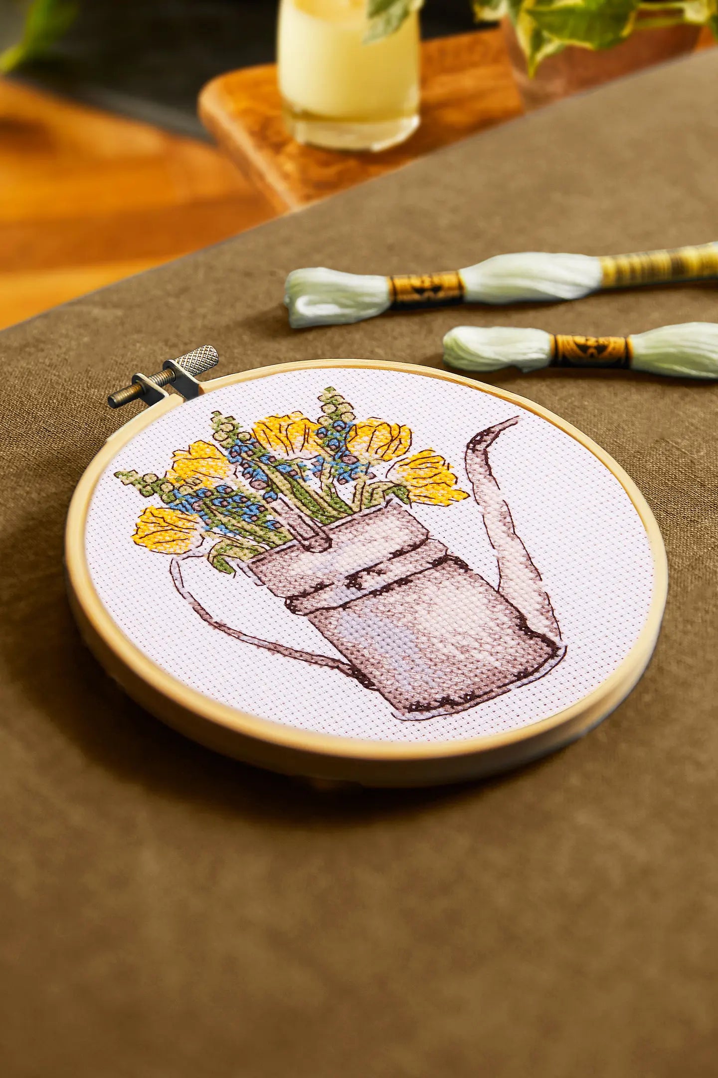 FLOWERS WATERING CAN CROSS STITCH KIT