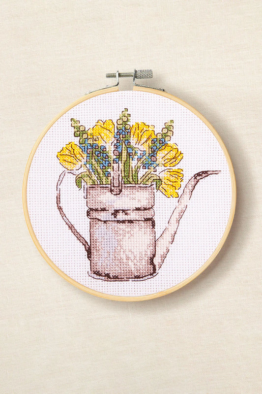 FLOWERS WATERING CAN CROSS STITCH KIT