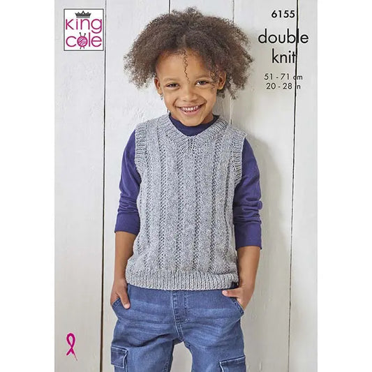 KING COLE 6155  Sweater & Slipover in Simply Denim DK