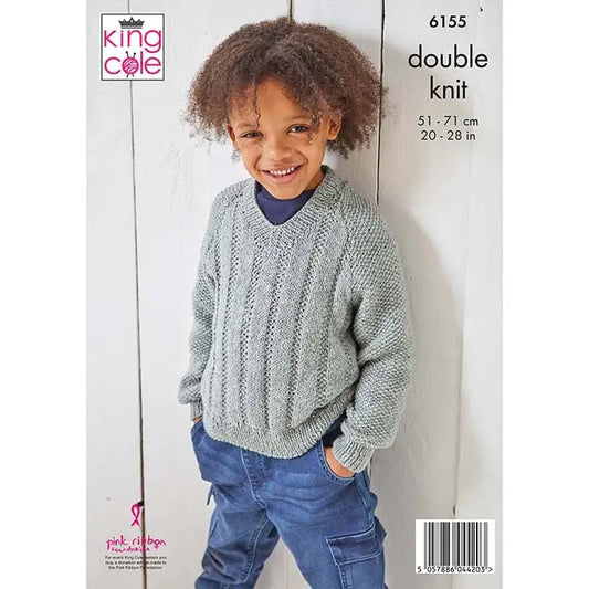 KING COLE 6155  Sweater & Slipover in Simply Denim DK