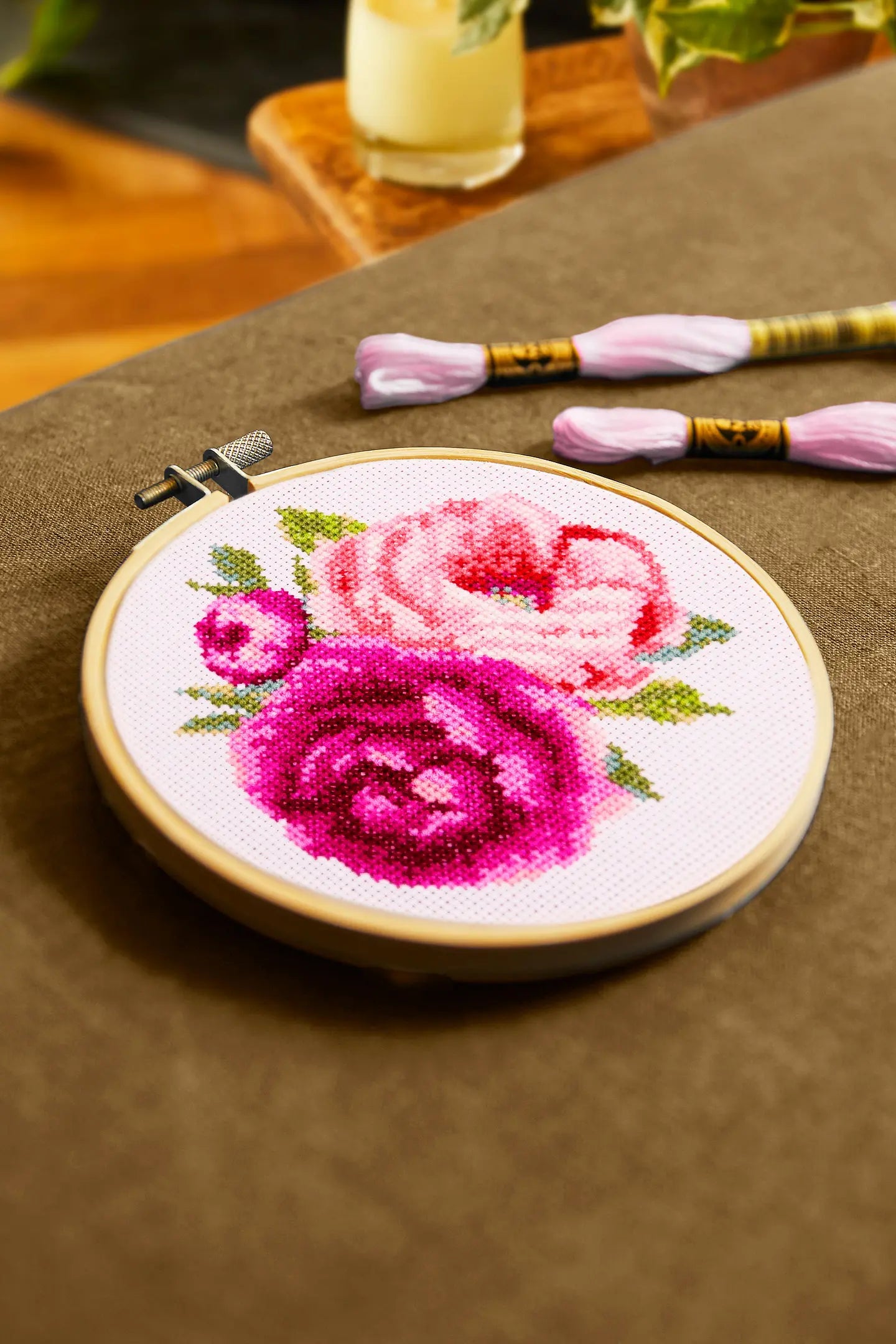 PINK PEONIES CROSS STITCH KIT