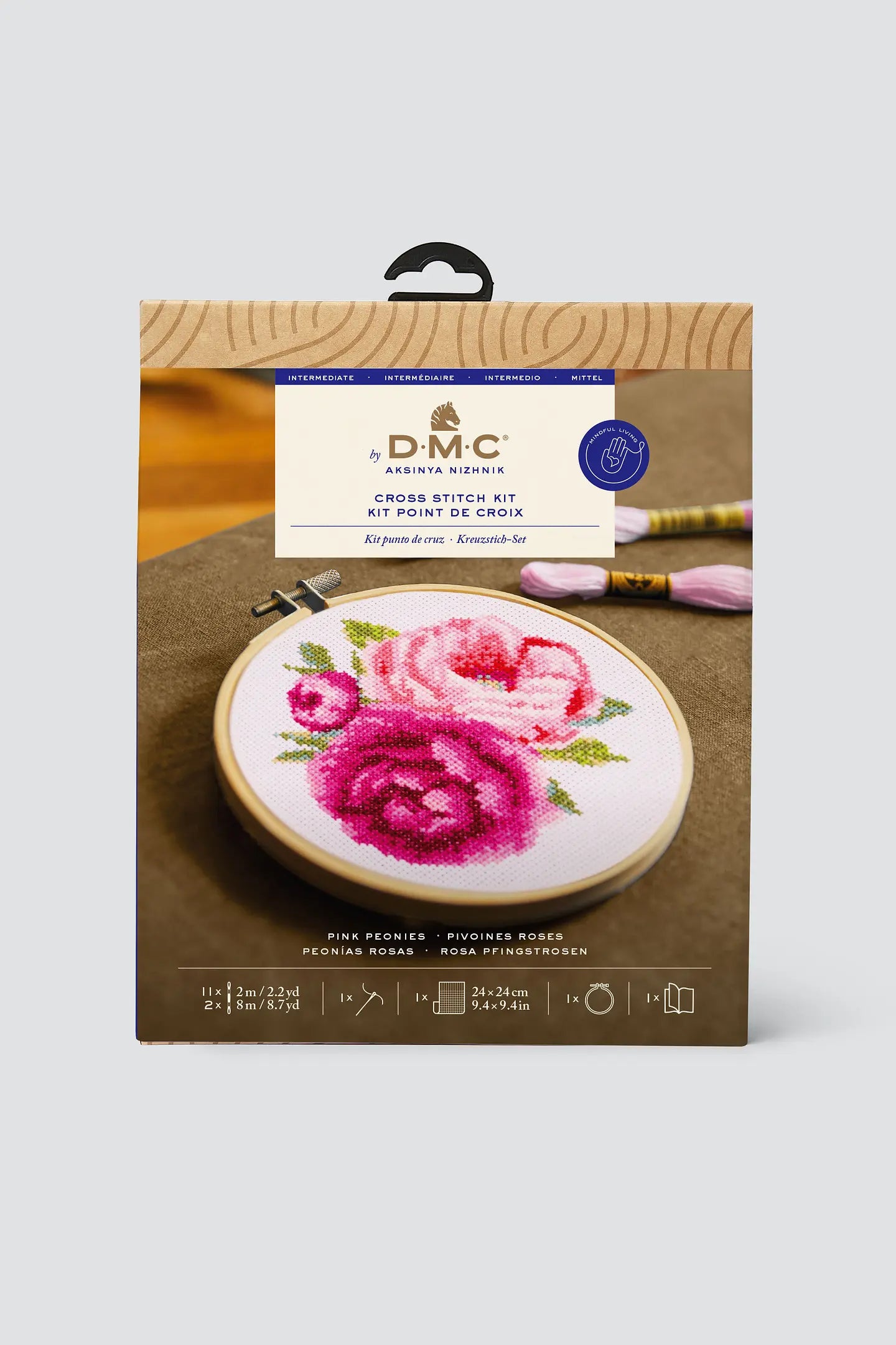 PINK PEONIES CROSS STITCH KIT