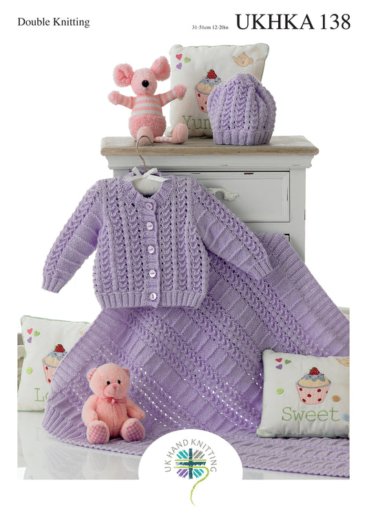 SIRDAR ukhka 138   Baby Cardigan, Hat & Blanket