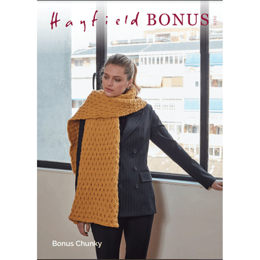 Sirdar Hayfield Bonus Chunky 8210 Women's Scarf Knitting Pattern
