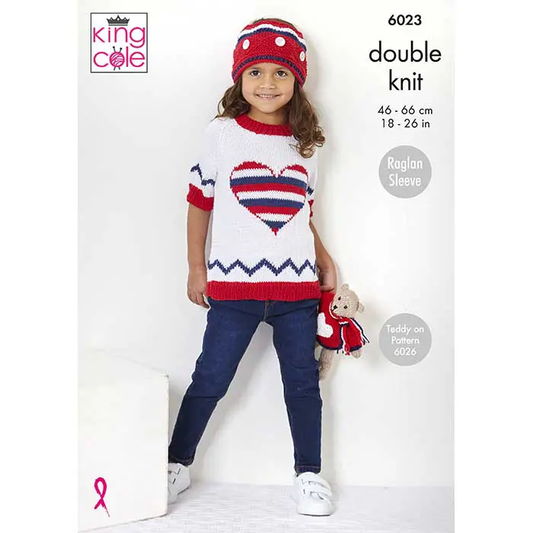 KING COLE 6023  Sweater, Hoodie & Crown in Cottonsoft DK
