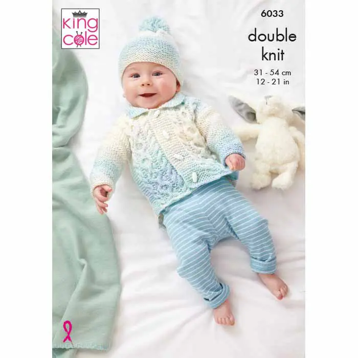 KING COLE 6033  Jacket, Sweater, Cardigan & Hat in Cutie Pie DK