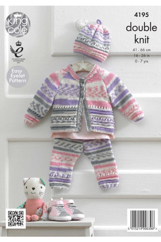 KING COLE 4195  Coat, Hat & Leggings in Cherish/Cherished DK