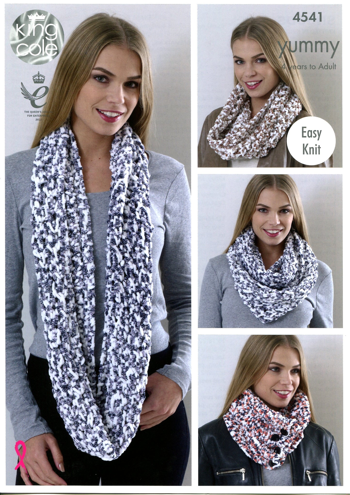 KING COLE 4541  Snoods (multiple styles) in Yummy Chunky