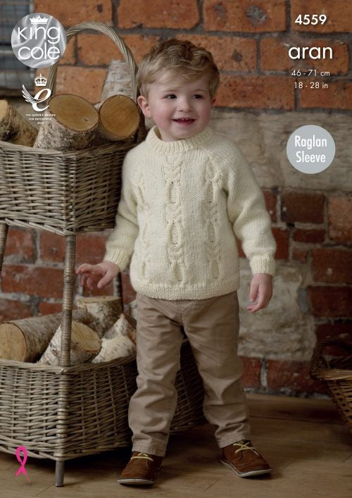 KING COLE 4559  Sweater & Cardigan in Fashion Aran