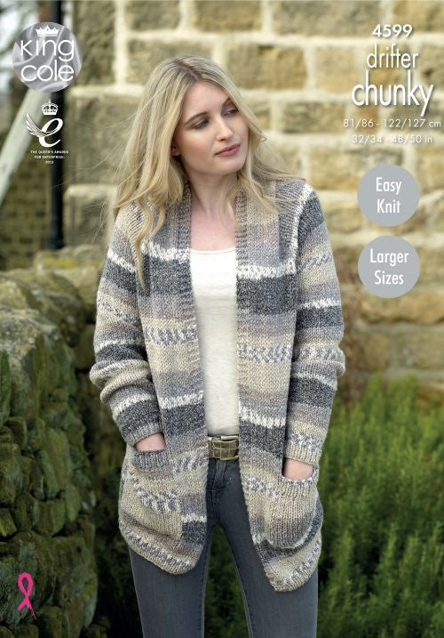 KING COLE 4599  Ladies Cardigans in Drifter Chunky