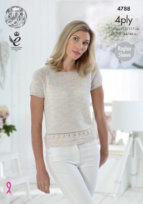KING COLE 4788  Tops in Giza Cotton 4 Ply / Giza Sorbet 4 Ply