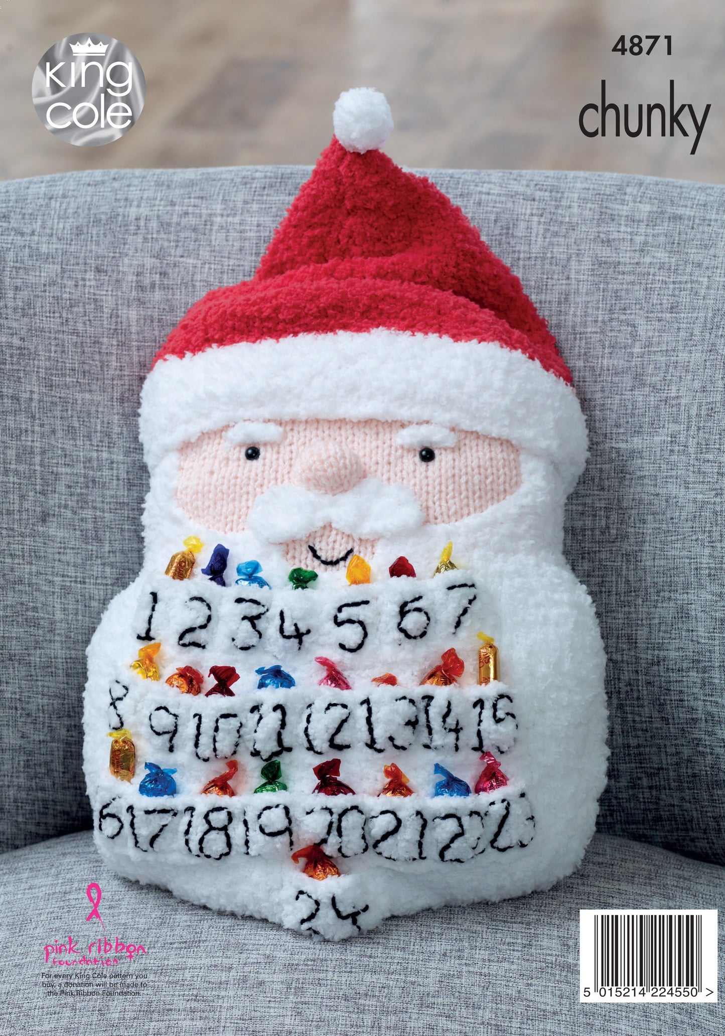 KING COLE 4871  Snowman & Santa Advent Cushions (Chunky)
