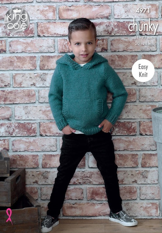 KING COLE 4971  Hooded Sweater & Sweater in Comfort Chunky