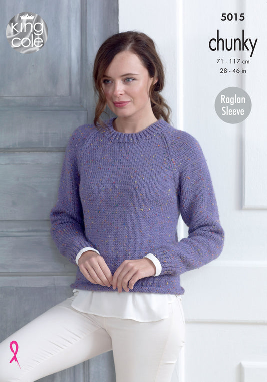 KING COLE 5015  Sweater & Cardigan in Drifter Chunky