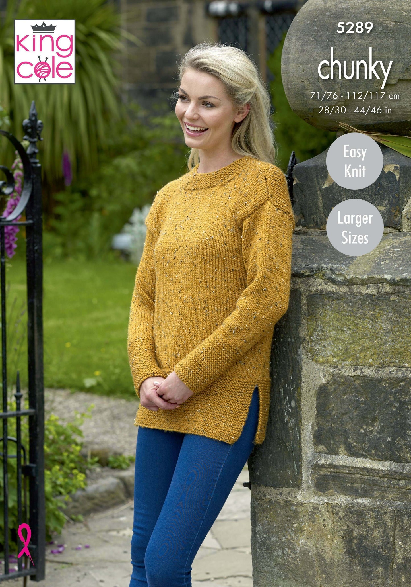 KING COLE 5289  Sweaters in Chunky Tweed
