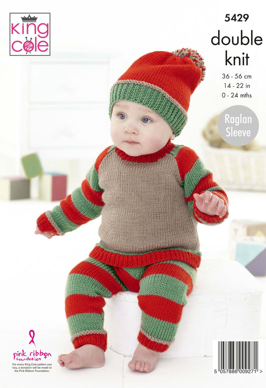 KING COLE 5429  Sweaters, Hats & Trousers in Cherished DK