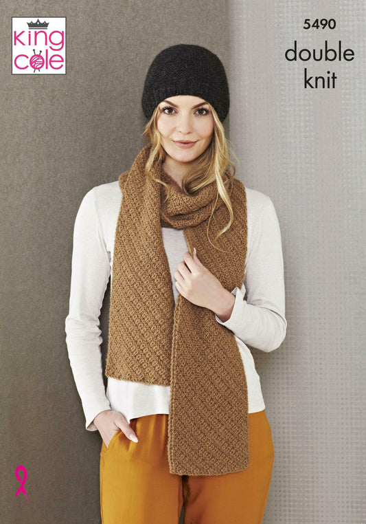 KING COLE 5490  Wrap, Snood, Hood & Scarf in Natural Alpaca DK