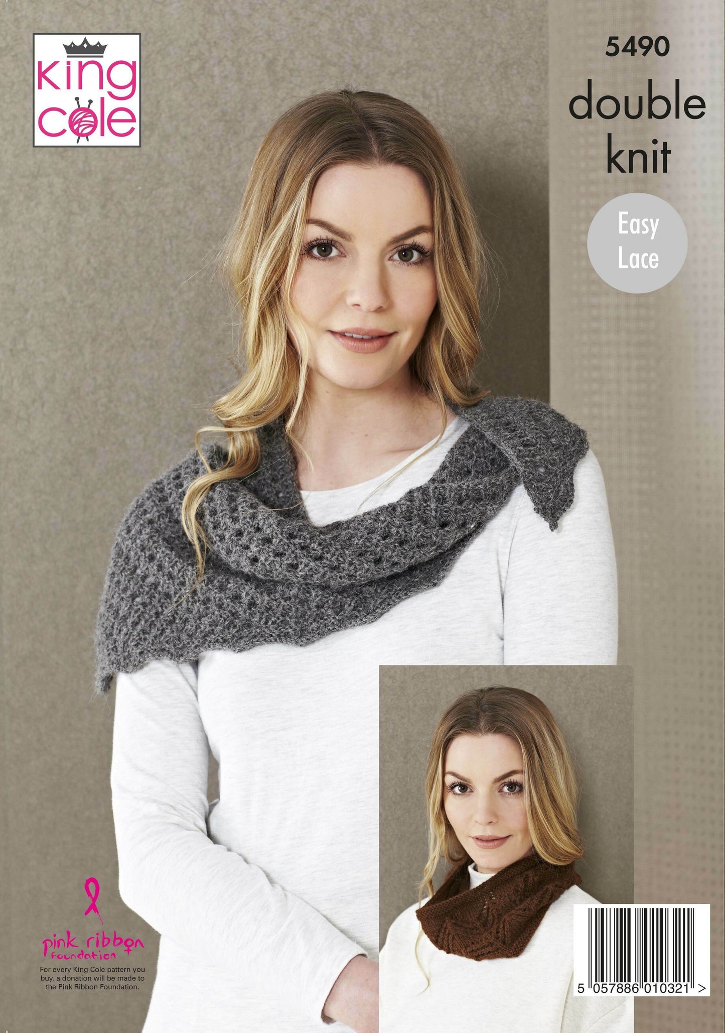 KING COLE 5490  Wrap, Snood, Hood & Scarf in Natural Alpaca DK