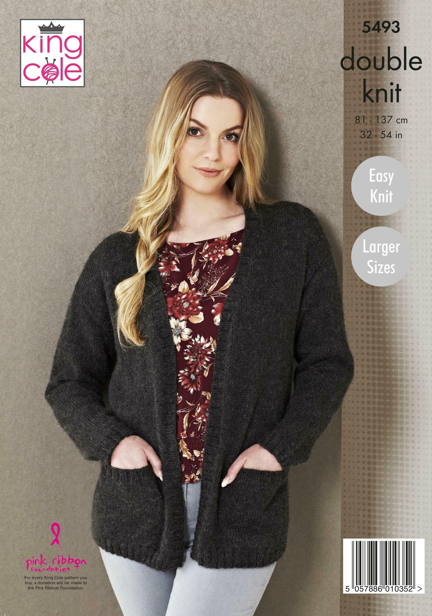 KING COLE 5493  Ladies Edge‑to‑Edge Jackets in Natural Alpaca DK