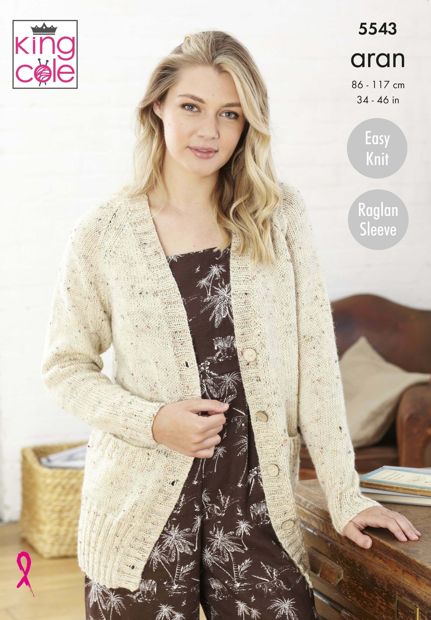 KING COLE 5543  Jacket & Sweater in Fashion Aran