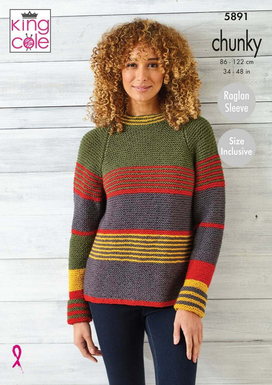 KING COLE 5891  Sweater & Cardigan in Wildwood Chunky