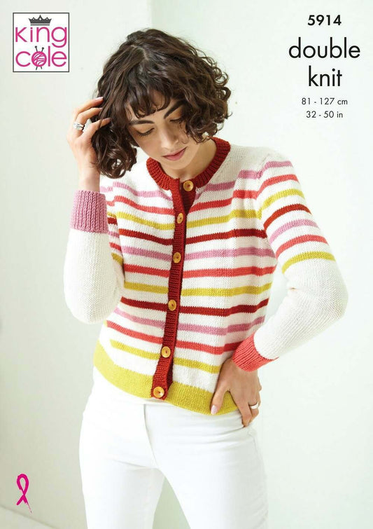 KING COLE 5914  Sweater & Cardigan in Luxury Merino DK