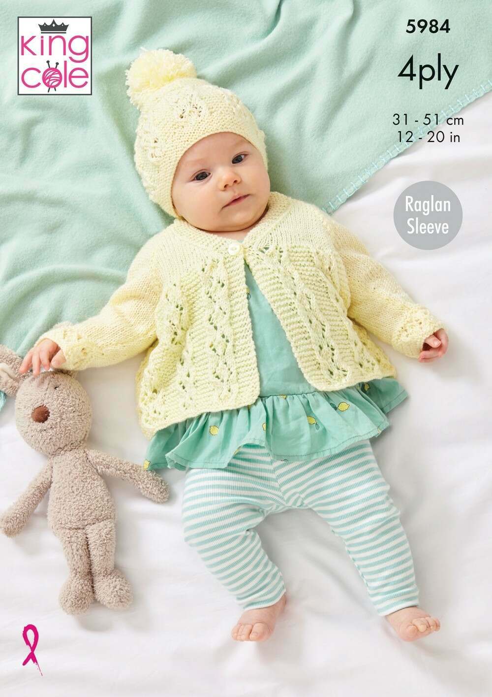 KING COLE 5984  Matinee Jacket, Cardigan & Hat in Cherished 4 Ply