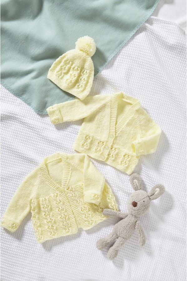 KING COLE 5984  Matinee Jacket, Cardigan & Hat in Cherished 4 Ply