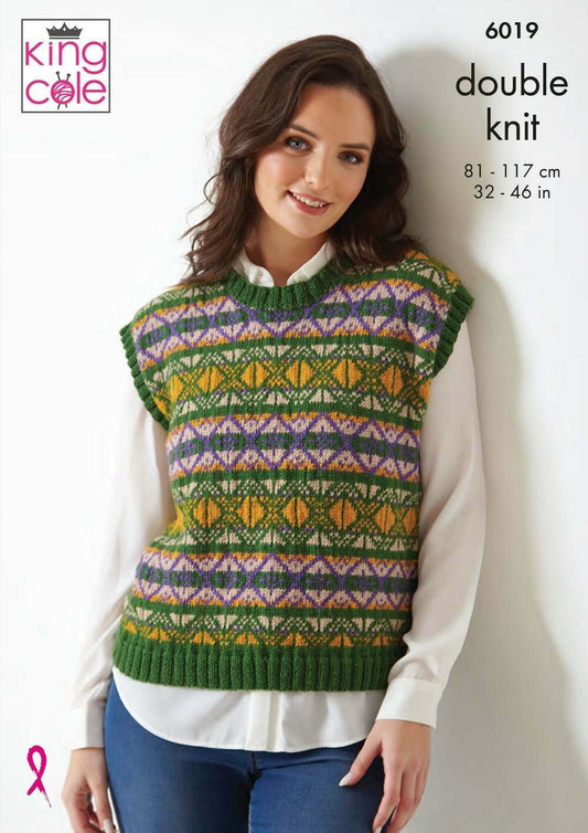 KING COLE 6019  Sleeveless Tops (Tank Tops) in Luxury Merino DK