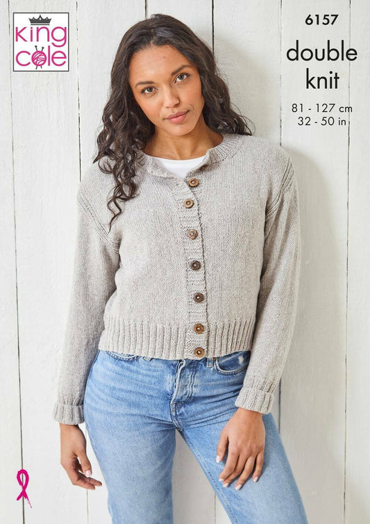 KING COLE 6157  Cardigan & Sweater in Simply Denim DK