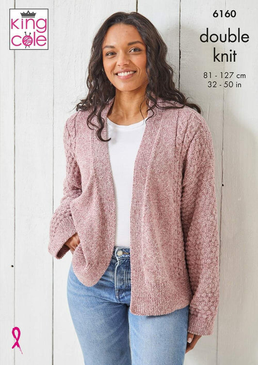KING COLE 6160  Sweater & Cardigan in Simply Denim DK