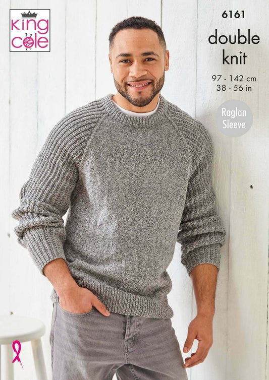 KING COLE 6161  Sweater & Cardigan in Simply Denim DK