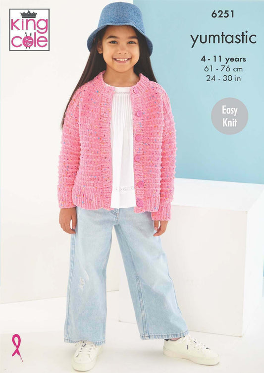 KING COLE 6251  Child’s Sweater & Cardigan in Yumtastic Chunky