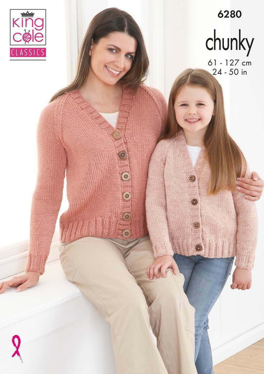KING COLE 6280  Cardigan & Sweater in Big Value Chunky