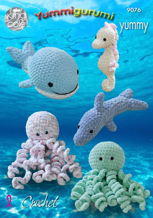 KING COLE 9076  Snuggle Octopus, Whale, Seahorse and Dolphin In Yummy