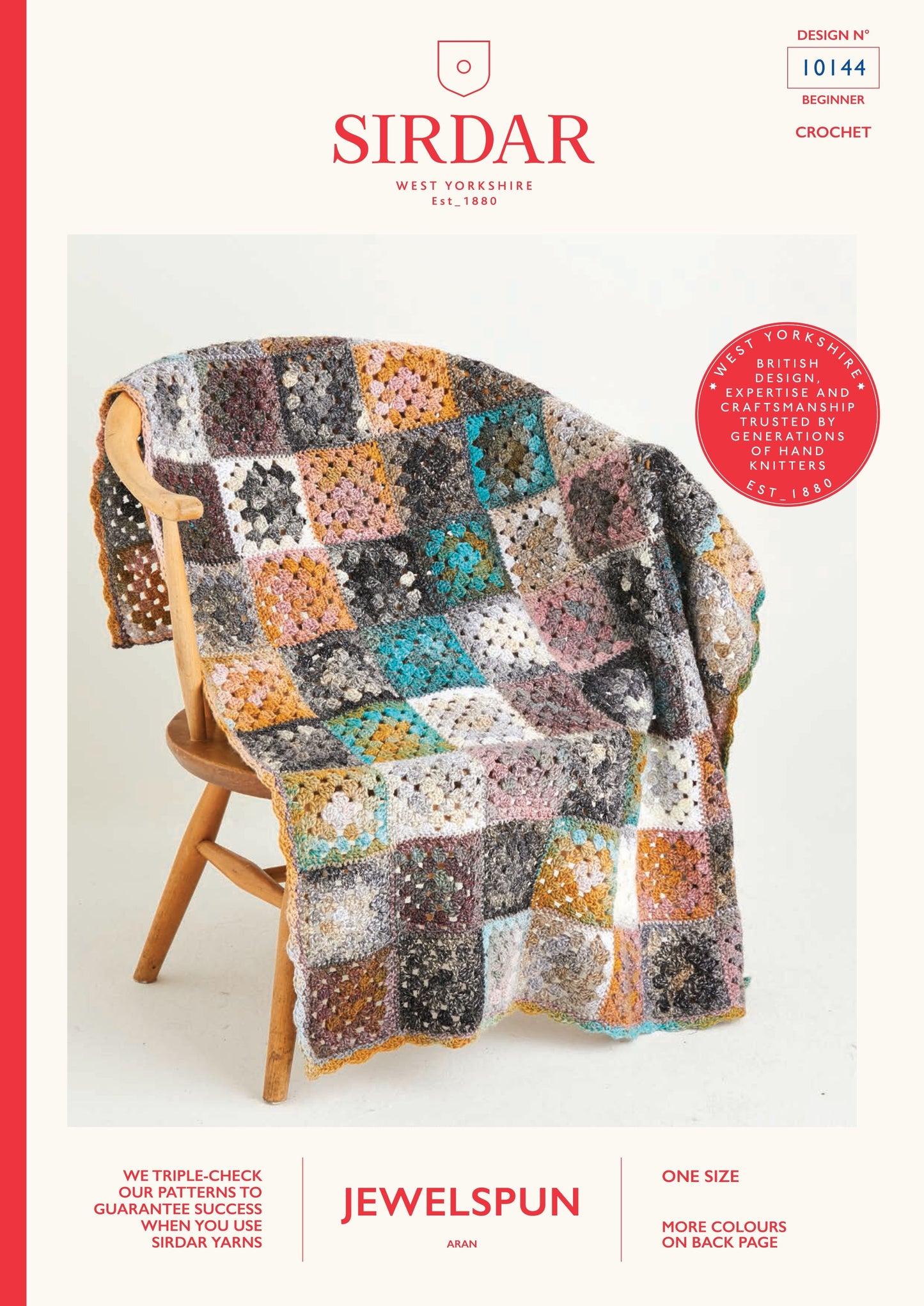 SIRDAR 10144  Crochet Granny Square Blanket in Jewelspun
