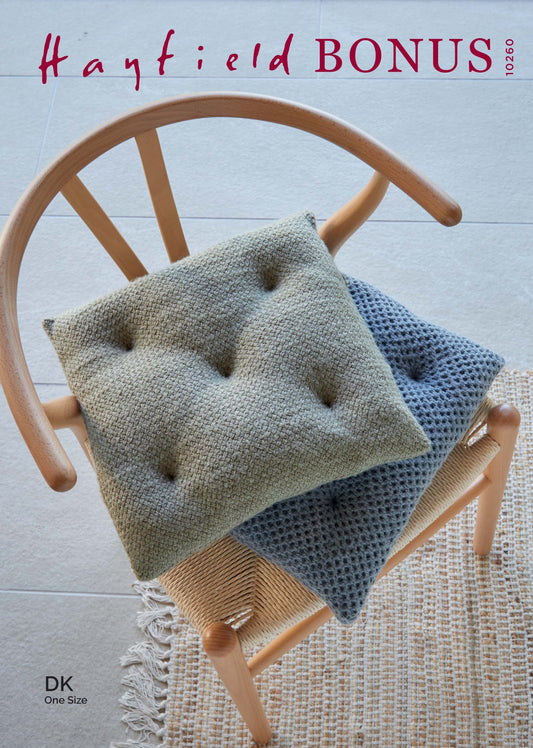 SIRDAR 10260  Wicker & Honeycomb Stitch Seat Cushions in Hayfield Bonus DK