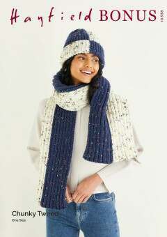 Sirdar 10338 Scarf and Hat in Hayfield Bonus Chunky Tweed