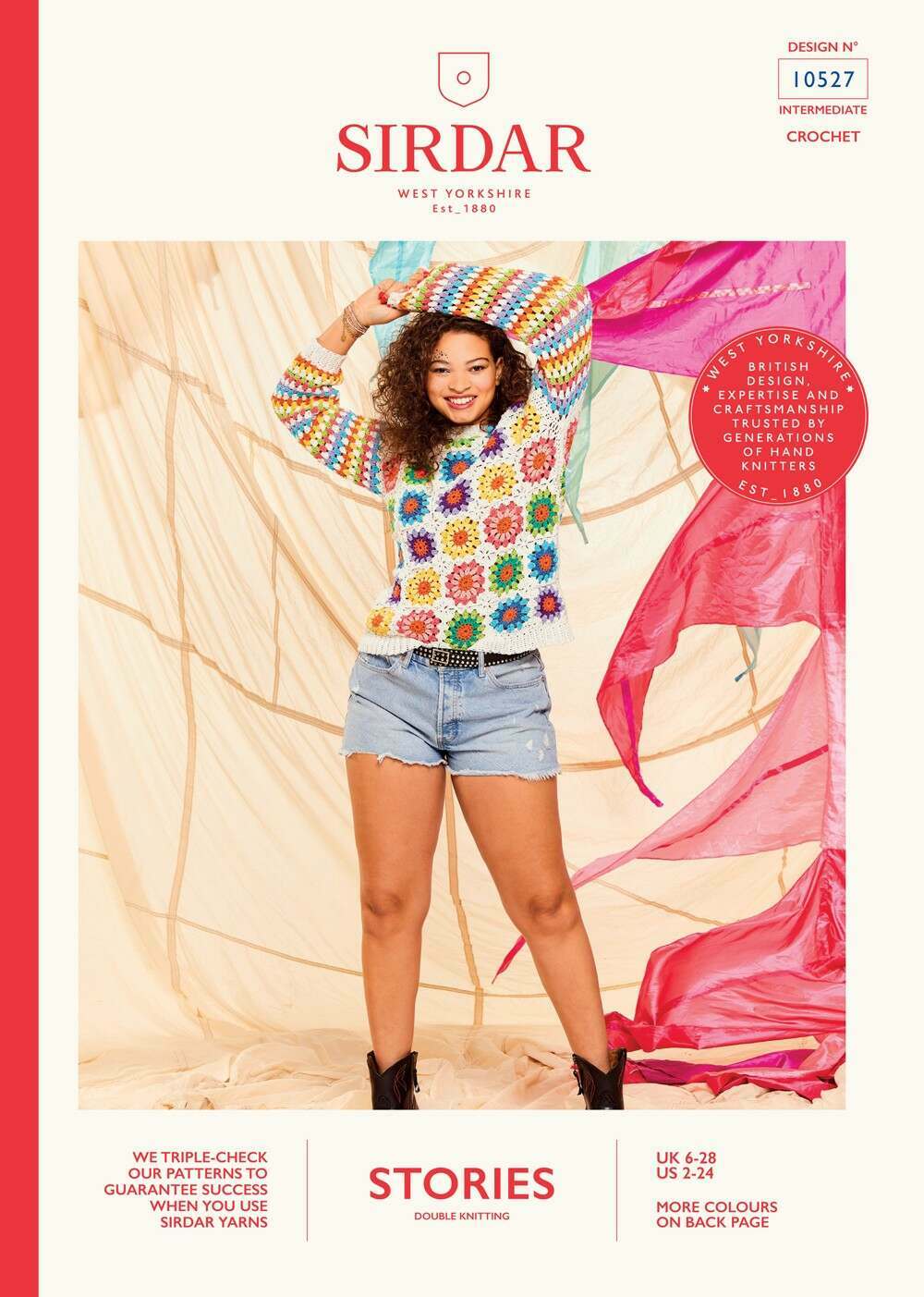 SIRDAR 10527  Crochet Granny Square Sweater in Stories DK
