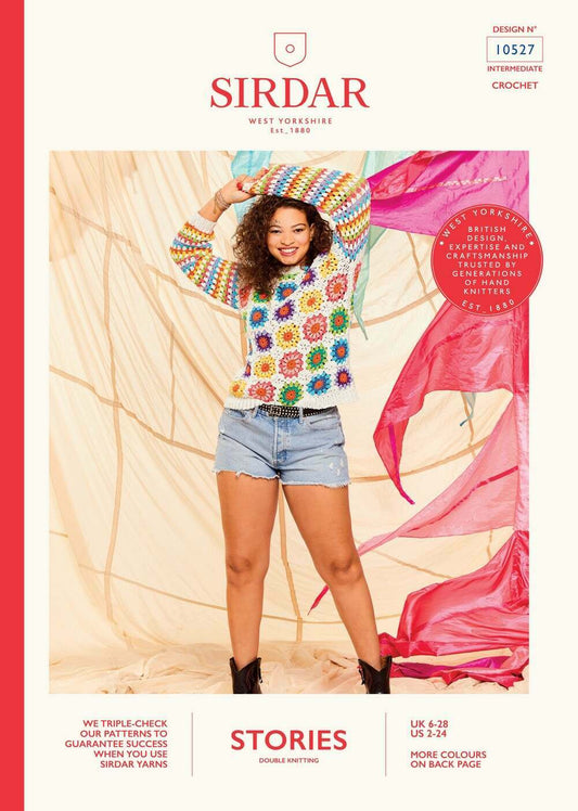 SIRDAR 10527  Crochet Granny Square Sweater in Stories DK