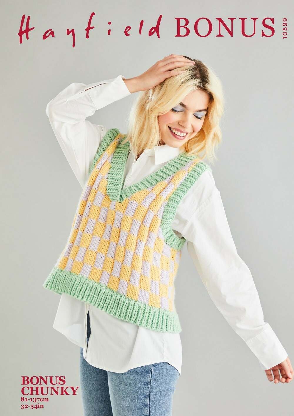 SIRDAR 10599  Cabled Crew Neck Sweater in Hayfield Bonus Chunky