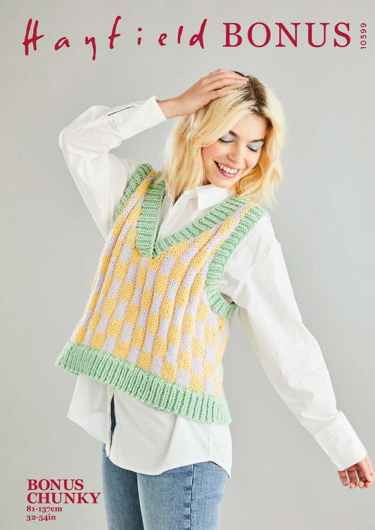 SIRDAR 10599  Cabled Crew Neck Sweater in Hayfield Bonus Chunky
