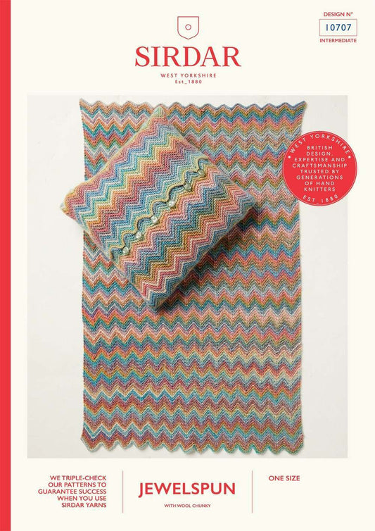 SIRDAR 10707  Blanket and Cushion in Jewelspun with Wool Chunky
