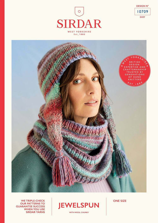 Sirdar 10709 Hat and Snood in Jewelspun with Wool Chunky
