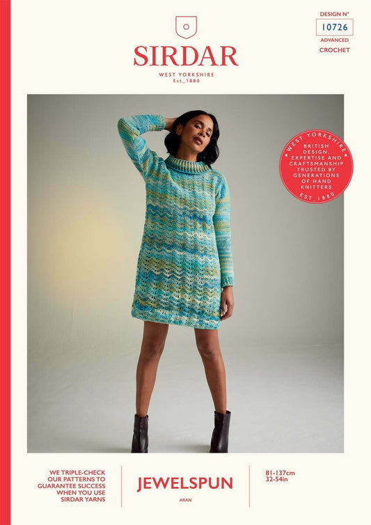 SIRDAR 10726  Sweater Dress in Jewelspun