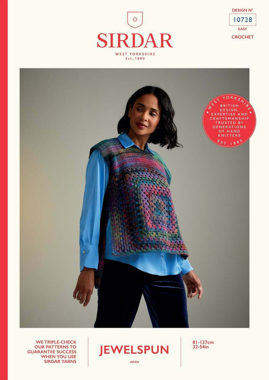 SIRDAR 10728  Twilight Terrace Tabard (Crochet) in Sirdar Jewelspun Aran
